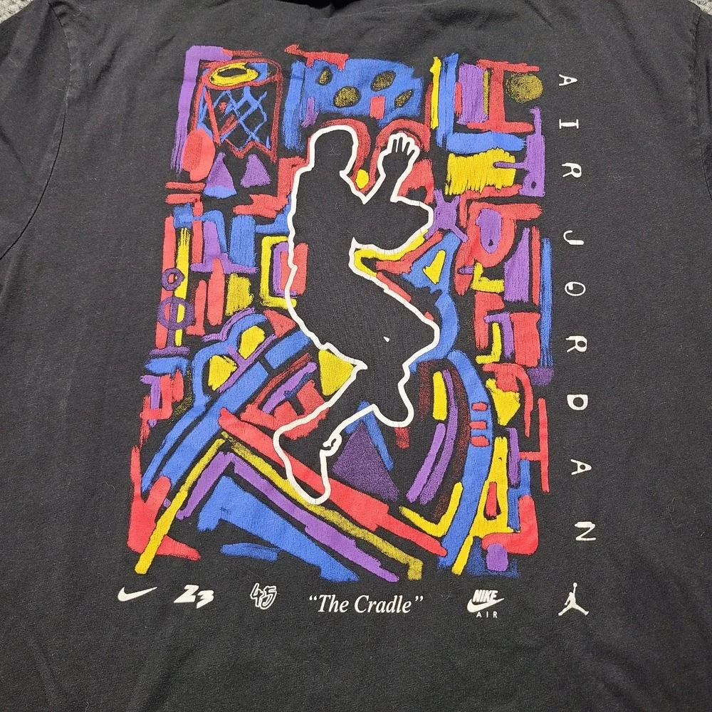 Air Jordan T-Shirt Mens XL Black Colorful The Cradle Graphic Short Sleeve Tee